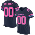Maillot de football bleu marine rose clair personnalisé en maille authentique Maillot de football bleu marine rose clair personnalisé en maille authentique