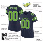 Maillot de football authentique en maille vert-blanc fluo personnalisé bleu marine Maillot de football authentique en maille vert-blanc fluo personnalisé bleu marine