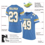 Maillot de football authentique personnalisé en maille blanc-or bleu clair Maillot de football authentique personnalisé en maille blanc-or bleu clair